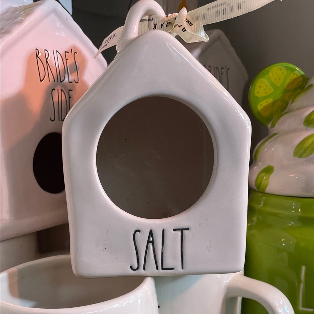 White Ceramic Salt bird house by Rae Dunn